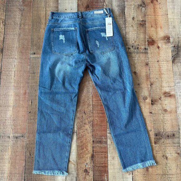 FCM jeans womens distressed skinny denim jeans in medium wash blue - Picture 4 of 10